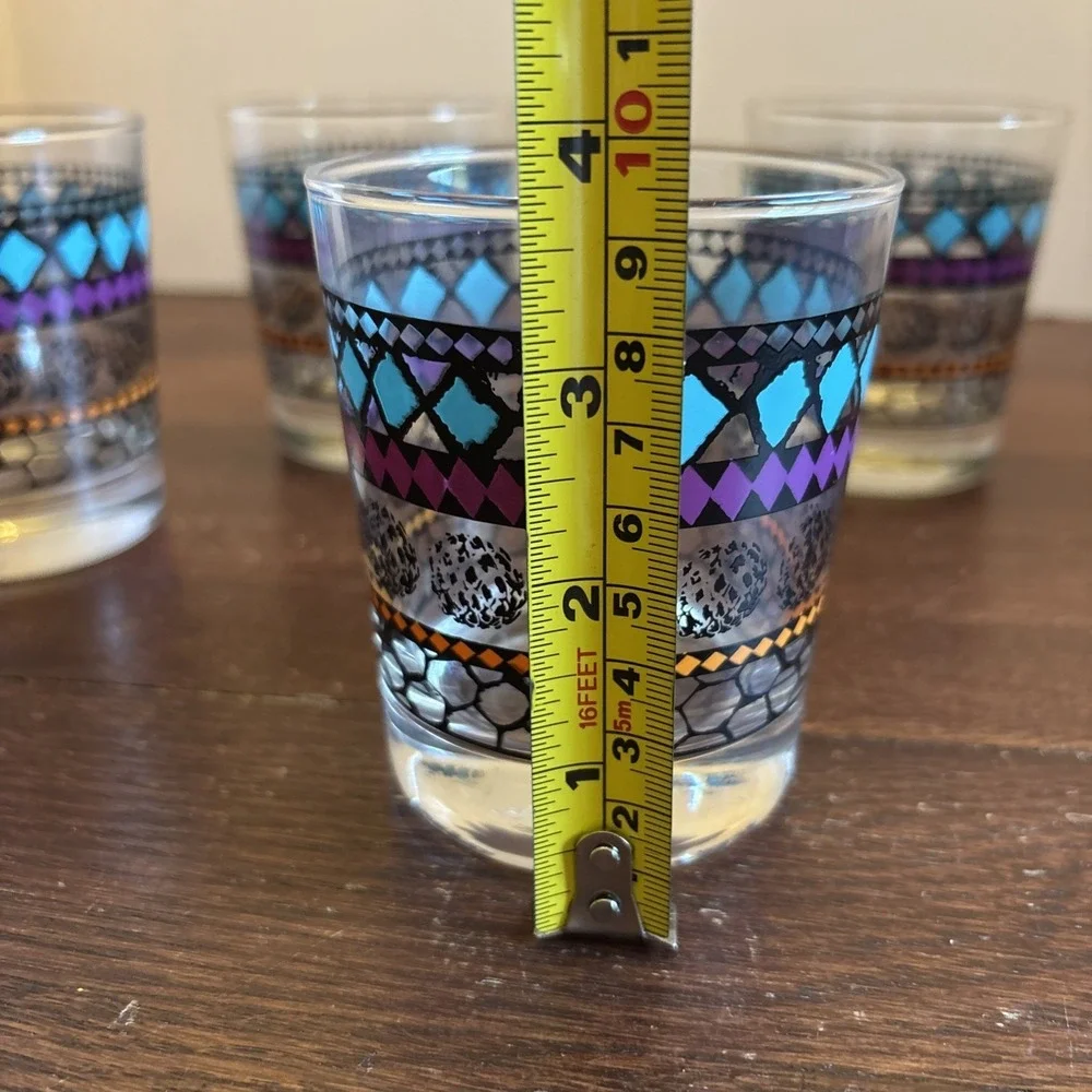 Ikea Murkla Geometric 8oz Old Fashioned Cocktail Rocks Glasses Tumbler‎ Set of 4